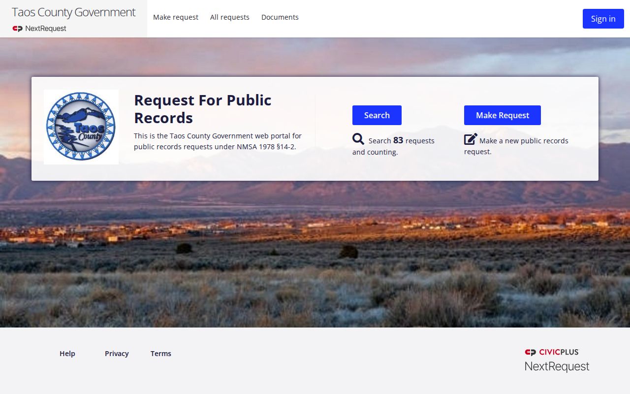 Taos County release records request portal