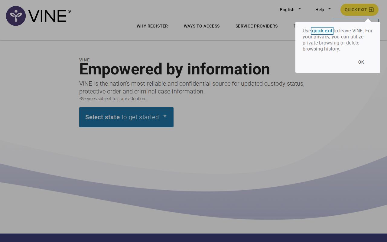 Taos County VINELink inmate check at the New Mexico person search screen